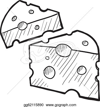 Vector Illustration   Cheese Wedge Sketch  Stock Clip Art Gg62115890