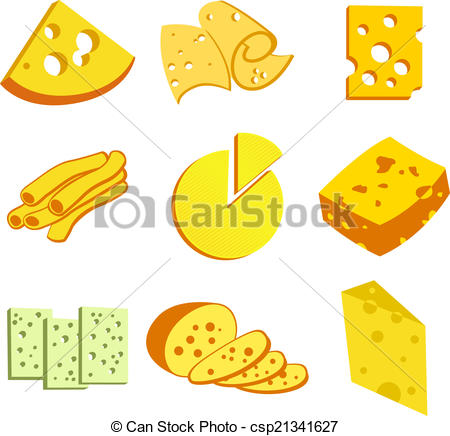 Whole Cheese Blocks And Slices Assortment Doodle Food Icons Set Vector