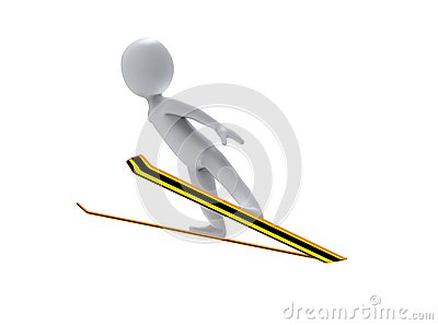 Winter Olympic Games  Ski Jump  3d Man Is Ski Jumps Stock Photography    