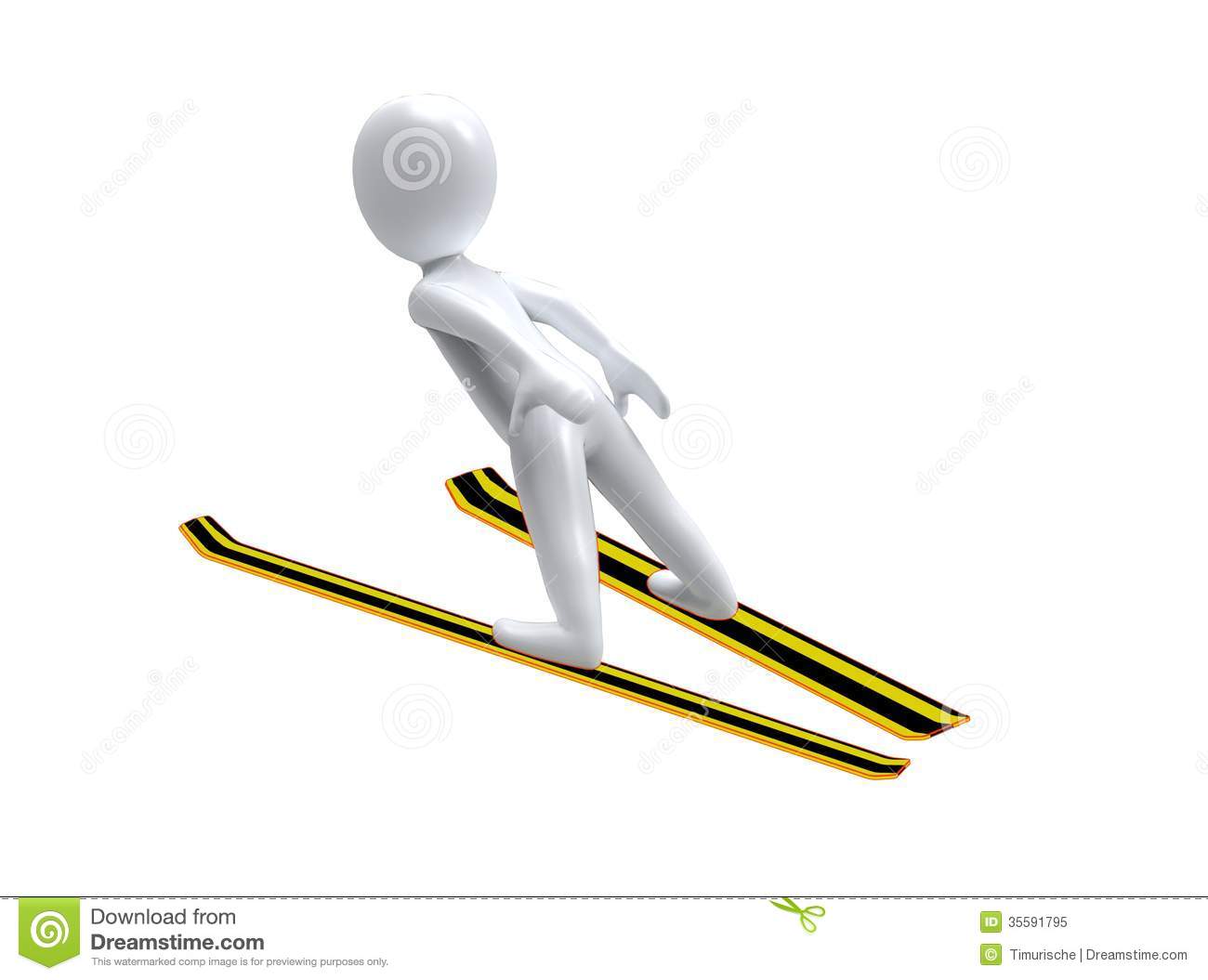 Winter Olympic Games Ski Jump D Man Ski Jumps Jumping White Background