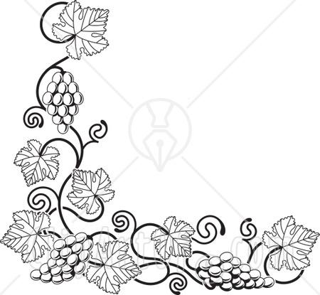 31847 Clipart Illustration Of A Black And White Grape Vine With