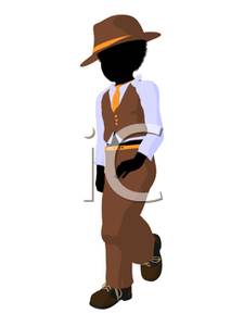 An African American Boy Tap Dancing   Royalty Free Clipart Picture