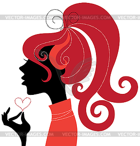 Beautiful Girl Silhouette Profile   Vector Clipart   Vector Image