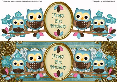 Blue Owls 21st Birthday Large Dl Decoupage Step By Step By Ann Marie