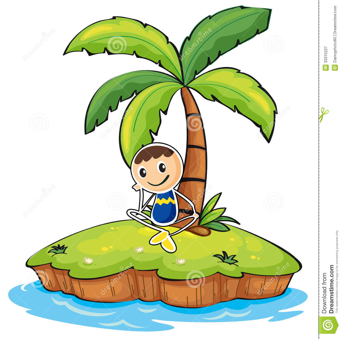 Boy Sitting Under The Coconut Tree Royalty Free Stock Photography