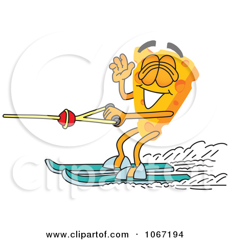 Clipart Cheese Mascot Water Skiing   Royalty Free Vector Illustration