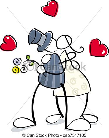 Clipart Vector Of Funny Cuple Get Married   Couple Get Married For A    
