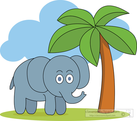 Elephant Clipart   Cute Elephant Under Tree   Classroom Clipart
