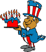 Funny Clipart Of An Uncle Sam Guy Holding A Usa Birthday Cake  A    