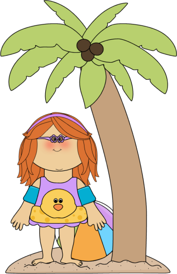 Girl Under Palm Tree Clip Art   Girl Under Palm Tree Image