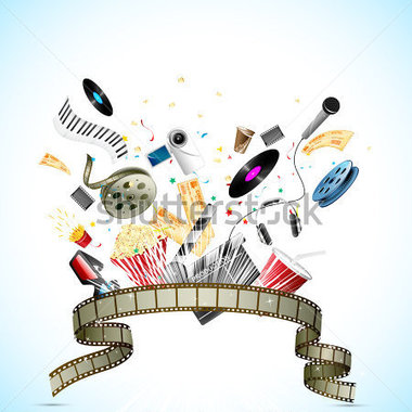 Illustration Of Entertainment Element Poping Out Behind Film Stripe