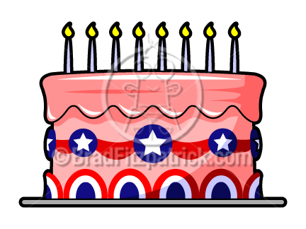 July Birthday Clipart Cartoon Patriotic Cake Clipart