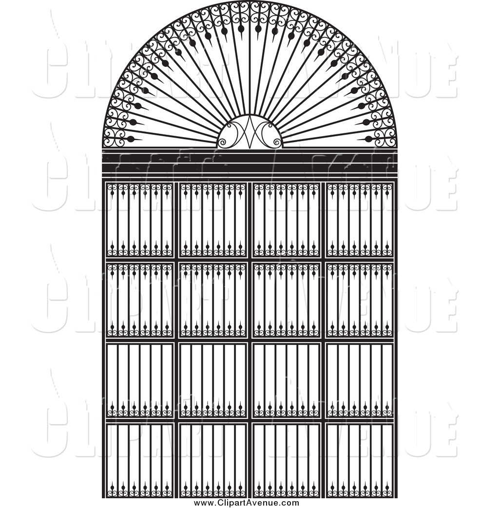 Preview  Avenue Clipart Of A Detailed Black And White Wrought Iron    