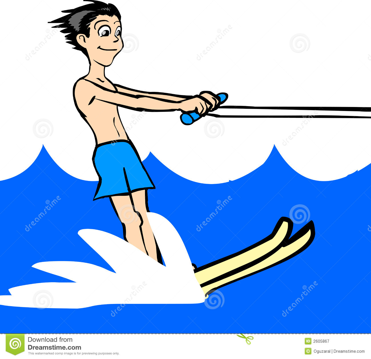 Vector Illustration Of Man Doing Water Ski