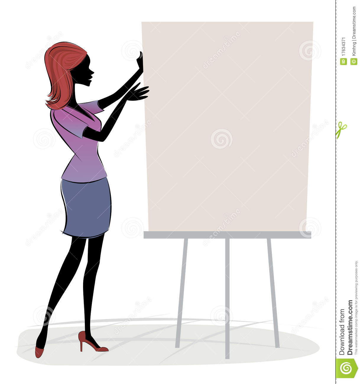 Woman Sales Executive Presenting Her Idea Sales With A White Board    