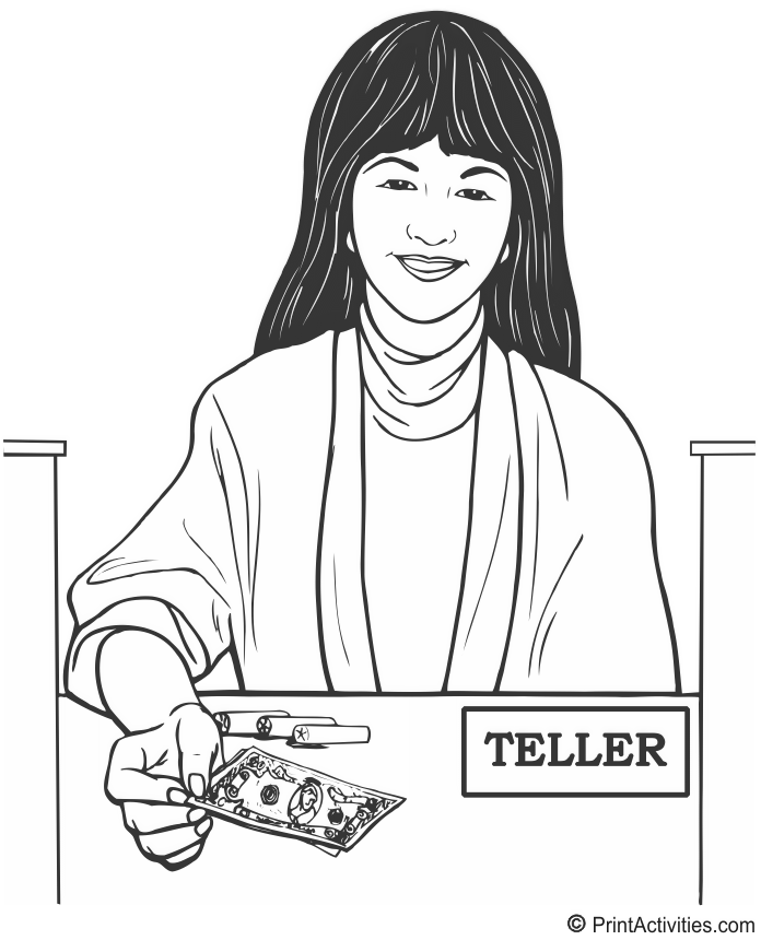 Bank Teller Clipart Bank Teller Coloring P