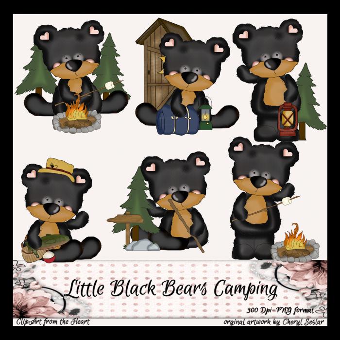 Bears Camping Exclusive Exclusive Clipart Little Black Bears Camping    