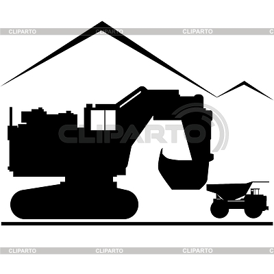 Coal Industry  Excavator And Truck  Illustration On White Background