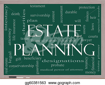 Drawing   Estate Planning Word Cloud Concept On A Blackboard  Clipart