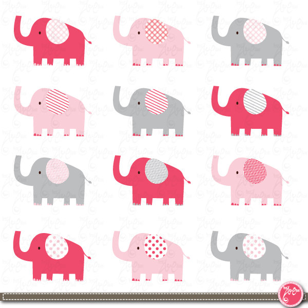 Elephant Clip Art Cute Baby Elephant Pink Baby By Yenzarthaut