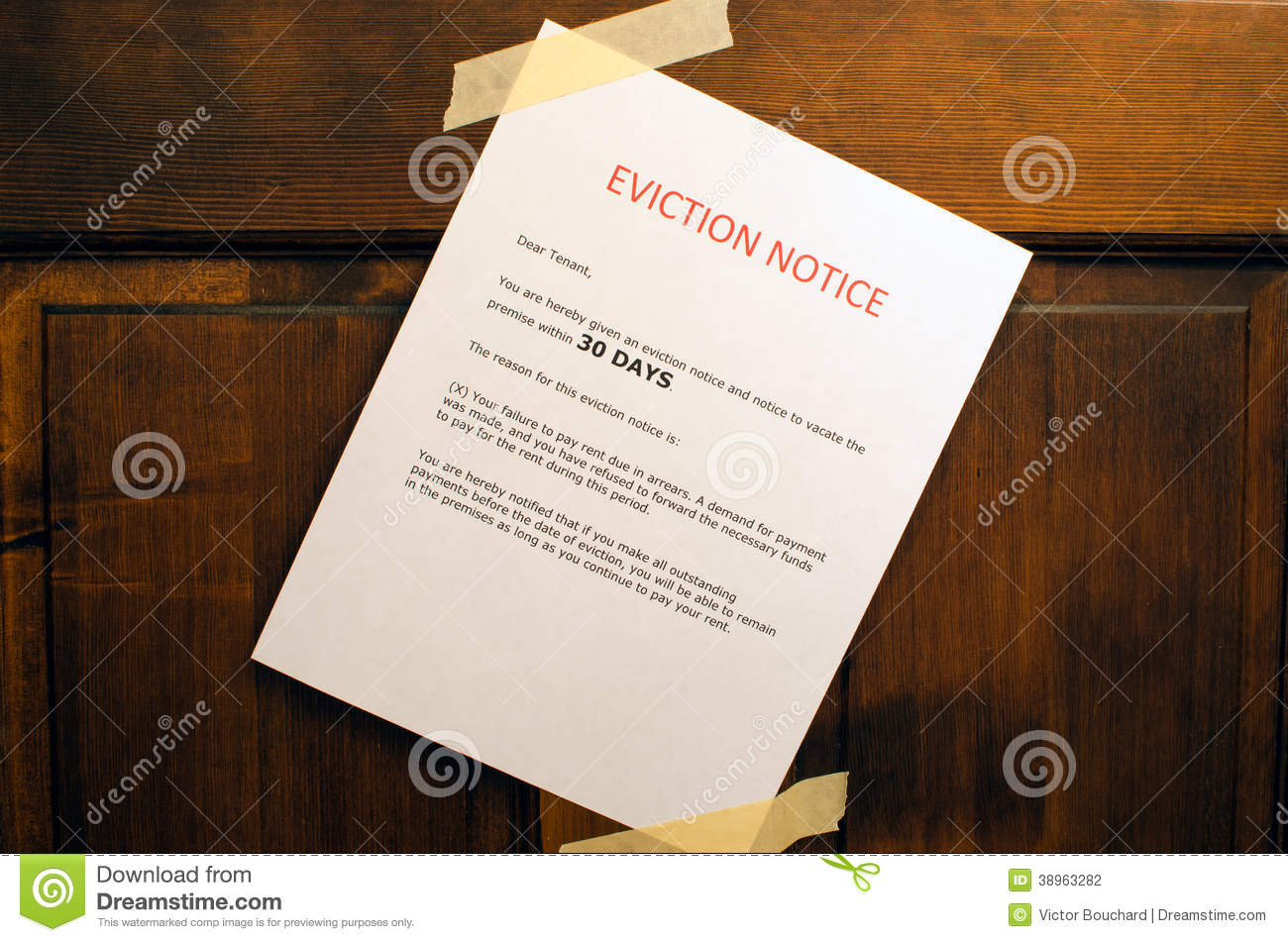 Eviction Notice Stock Photo   Image  38963282