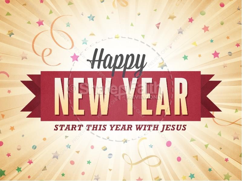 Happy New Year Burst Ministry Powerpoint   Church New Year
