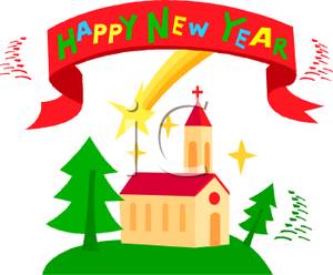 Happy New Year Church   Clipart