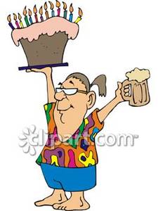 Hippie Celebrating His Birthday Royalty Free Clipart Picture