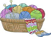 Knitting Basket Clipart And Illustrations