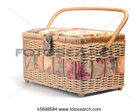Knitting Basket Isolated On White Background View Large Photo Image