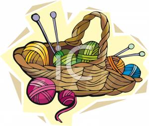 Knitting Supplies In A Basket   Royalty Free Clipart Picture