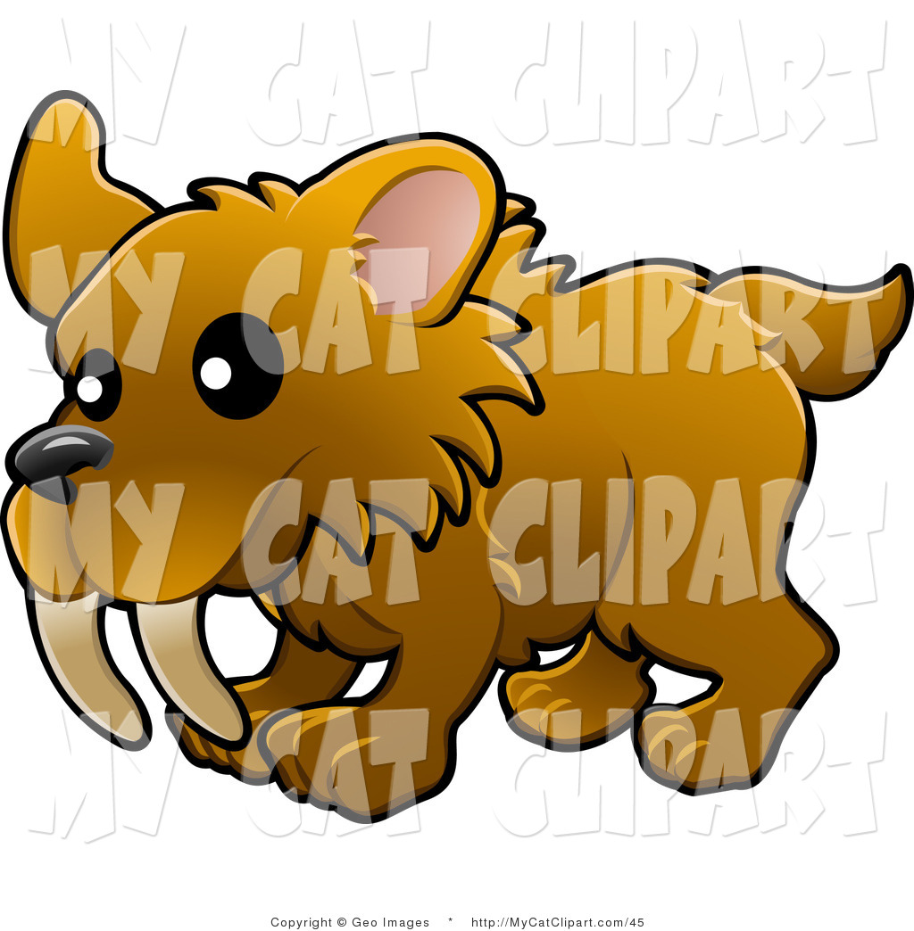 Larger Preview  Clip Art Of A Cute Baby Brown Saber Tooth Tiger With    