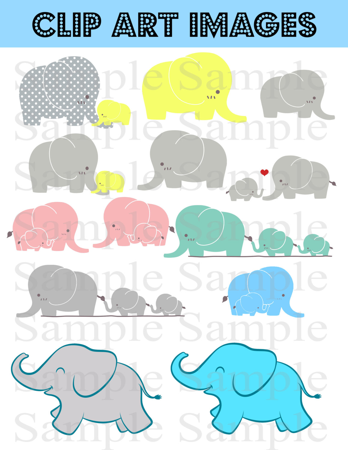 Modern Baby Elephant Clip Art Baby Elephants Instant