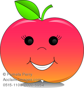 Of A Red Apple With A Smiley Face   Royalty Free Clipart Illustration