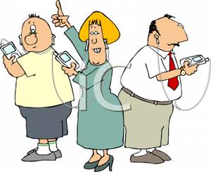 Of People Listening To Music On Ipods   Royalty Free Clipart Picture