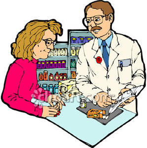 Pharmacist Dispensing Medicine   Royalty Free Clipart Picture