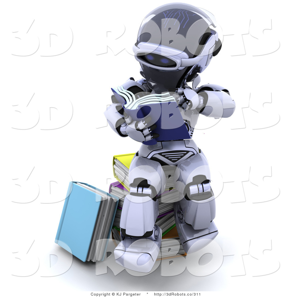 Robot Sitting And Reading 3d Robot Clip Art Kj Pargeter