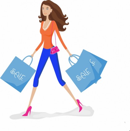 Shopping Girl With Sale Bags Free Vector 1 04mb