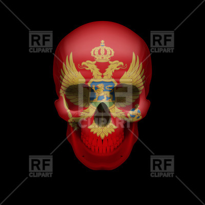 Skull With Flag Of Montenegro Download Royalty Free Vector Clipart    