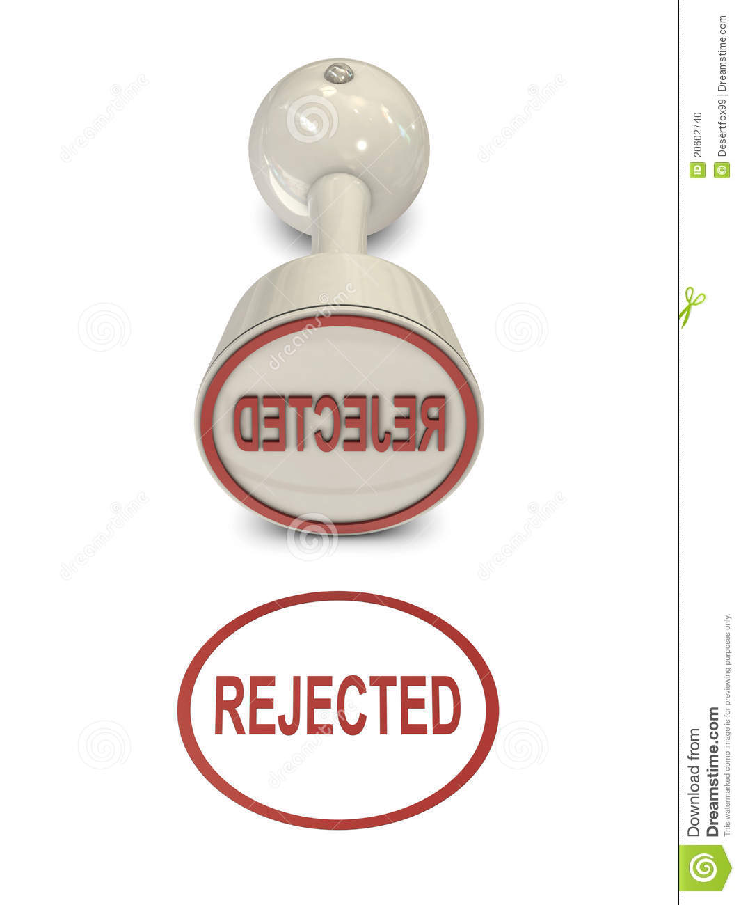 Stamper Cylindrical With Rejected Text On White Background