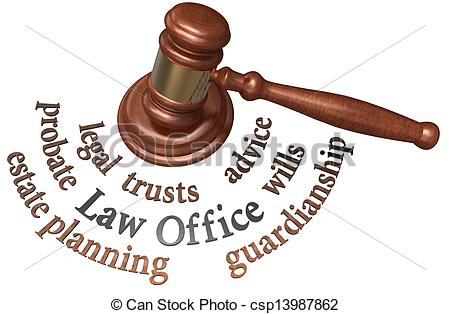 Stock Illustration   Gavel Estate Probate Wills Attorney Words   Stock