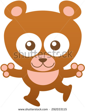 Sweet Baby Bear With Brown Fur Rounded Ears Bulging Eyes And    