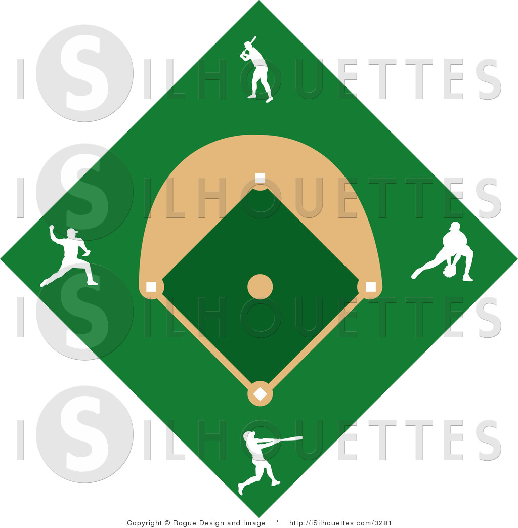 Vector Clipart Of A Baseball Diamond And Players By Pams Clipart