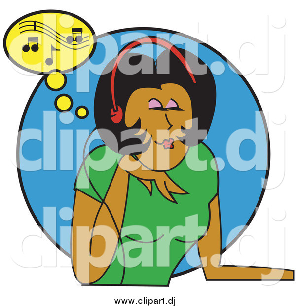 Vector Clipart Of A Beautiful Young Black Woman In A Green T Shirt