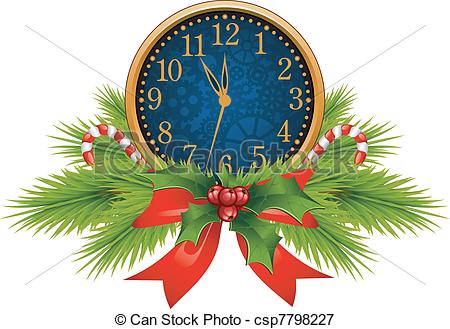 Vector   Decorated Clock  New Year S Eve    Stock Illustration