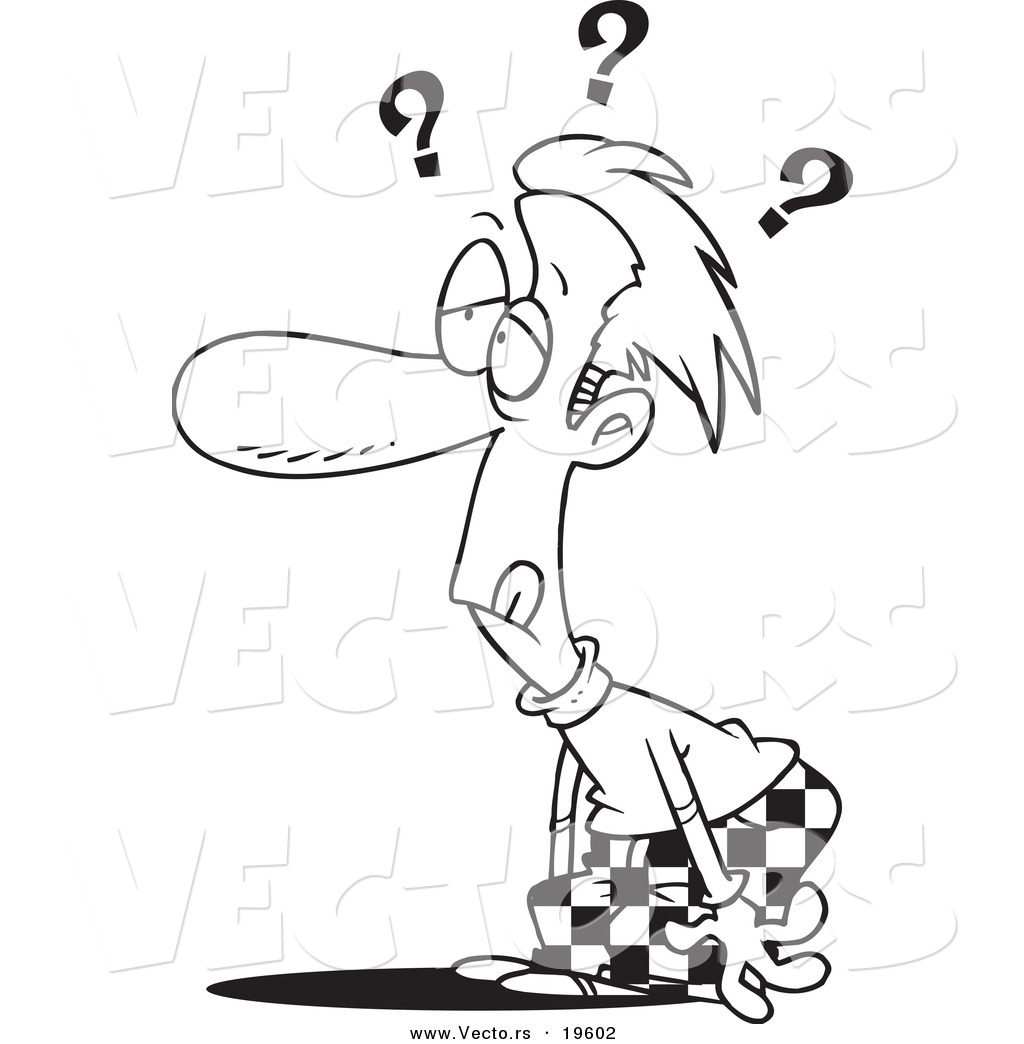 Vector Of A Cartoon Confused Doofus   Outlined Coloring Page By Ron
