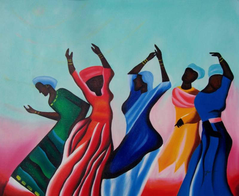 African American Black Art Freedom Dance Oil Painting