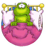 Animated Frog Trying To Sleep But The Bed Bugs Keep Biting Keeping    