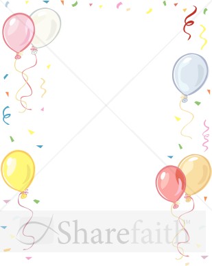 Balloons And Confetti Border   Church Birthday Clipart