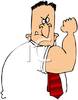 Cartoon Of A Tough Guy Making A Muscle   Royalty Free Clipart Picture